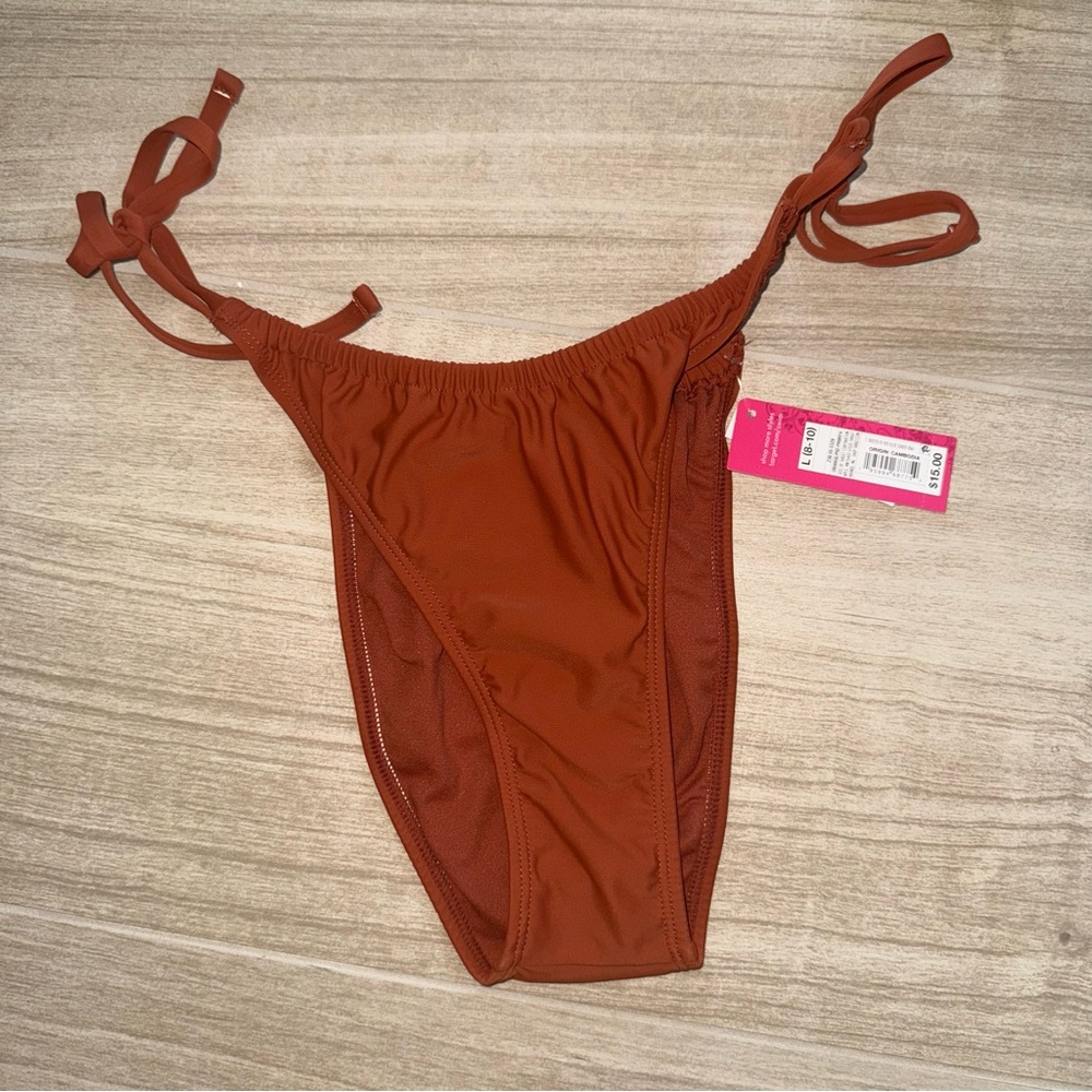 Xhilaration High Leg Scoop Waist Burnt Orange Bikini Bottom Large